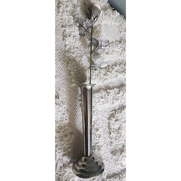 VINTAGE Sleek Mid Century Modern MCM Ted Arnold Metal Rose Flower Vase 1… - Picture 3 of 5